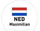 Silicone Badmuts Wit met individuele naam en Vlag Nederland - Maximilian