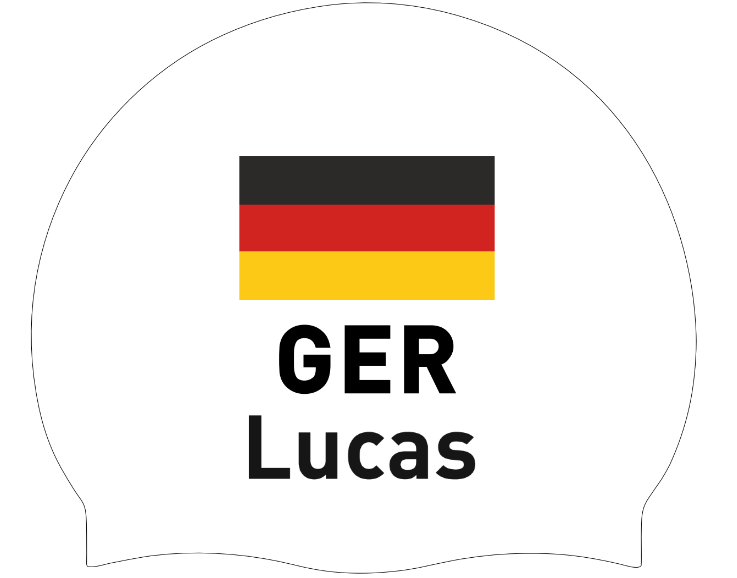 Silicone Badmuts Wit met individuele naam en Vlag Duitsland - Lucas