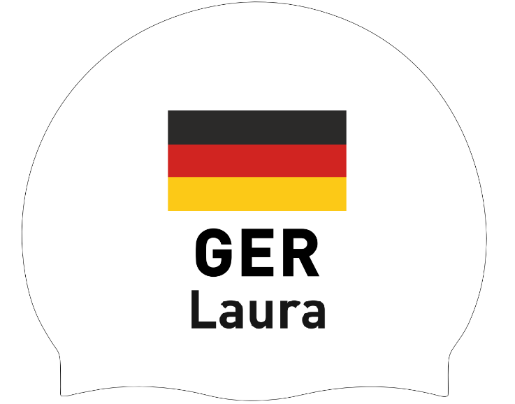 Silicone Badmuts Wit met individuele naam en Vlag Duitsland - Laura