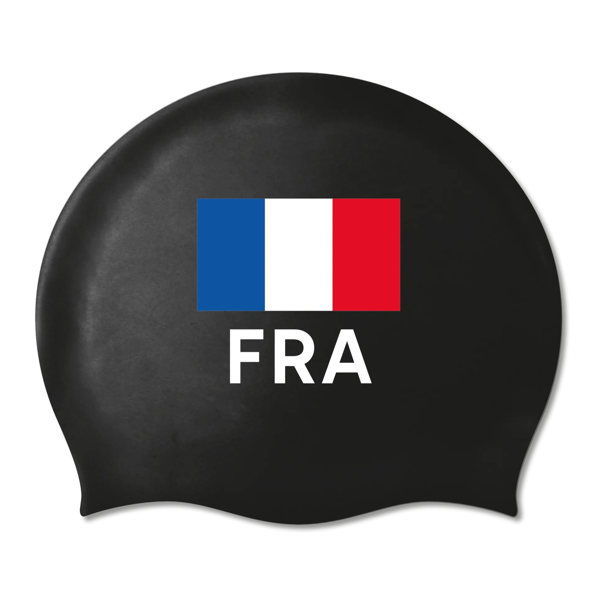 Bonnet de Bain Silicone Noir avec Drapeau Français