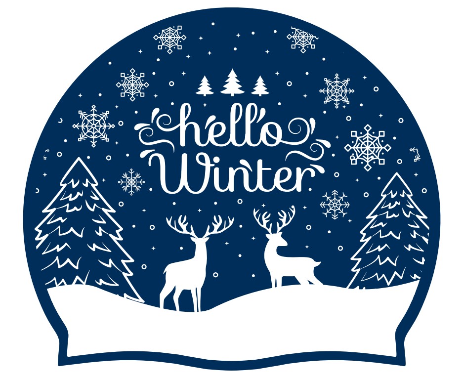 Badekappe Weihnachten (marineblau) - “Hello Winter” (Ref 3)