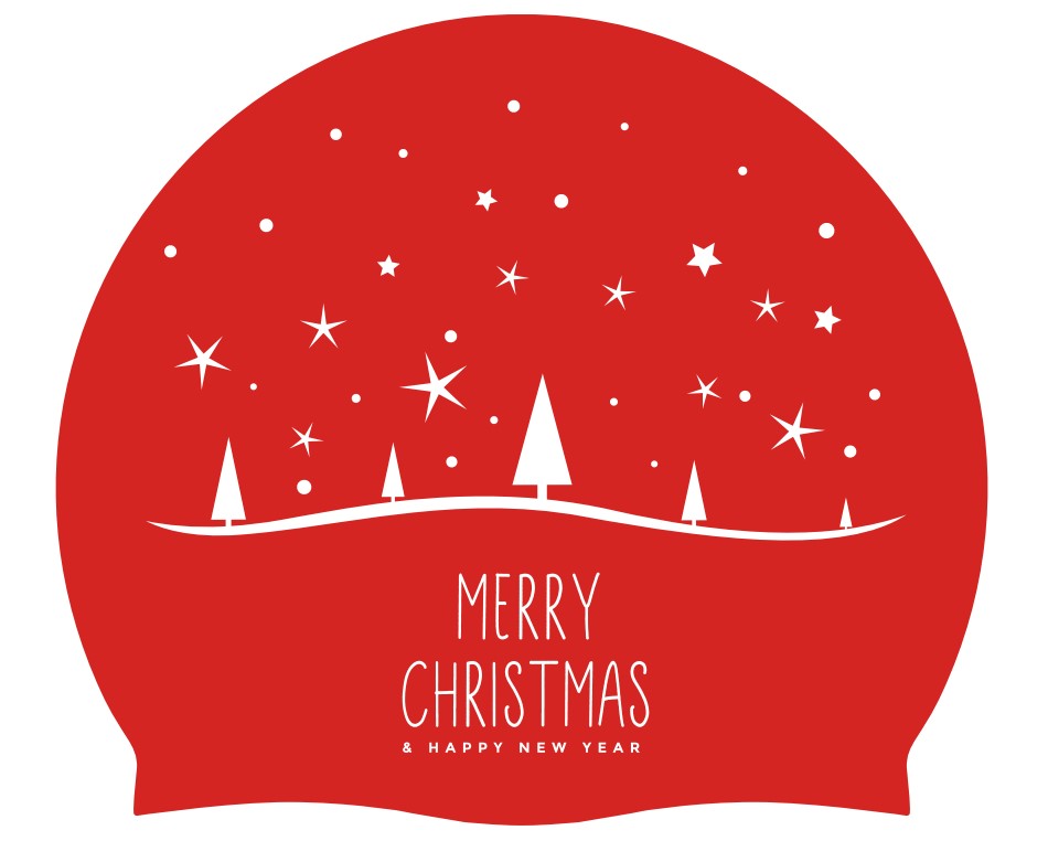 Christmas Swim Cap (red) - “Starry Sky” (Ref 4)
