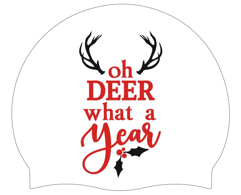 Bonnet de bain Noë (blanc) - “Oh deer what a year” (Ref 6)