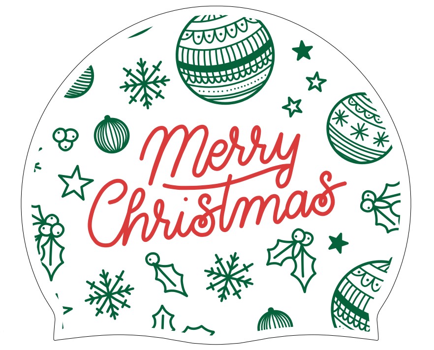 Bonnet de bain Noël (blanc) - “Merry Christmas” (Ref 9)