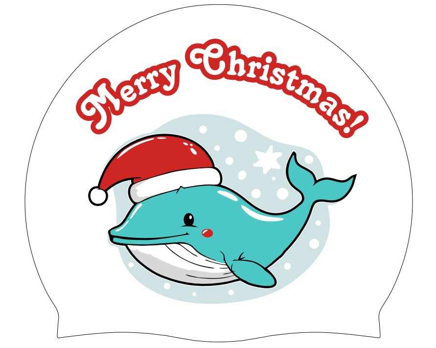 Badekappe Weihnachten (weiß) - Delphin (Ref 10)