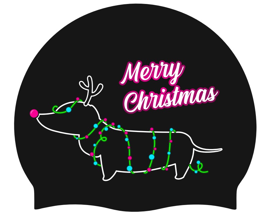 Christmas Swim Cap (black) - Dog (Ref 12)