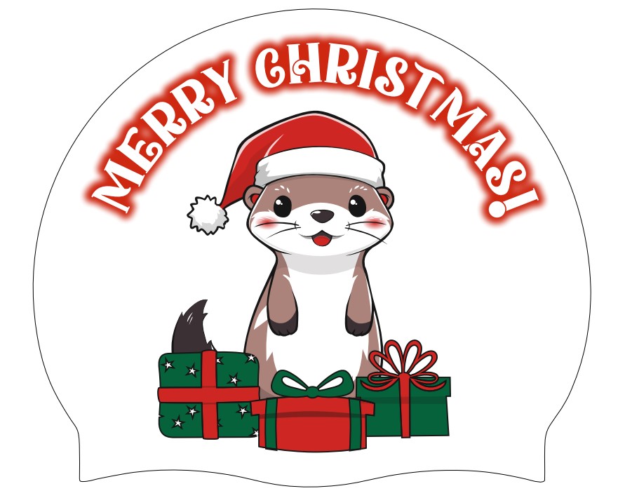 Christmas Swim Cap (white) - Otter (Ref 13)