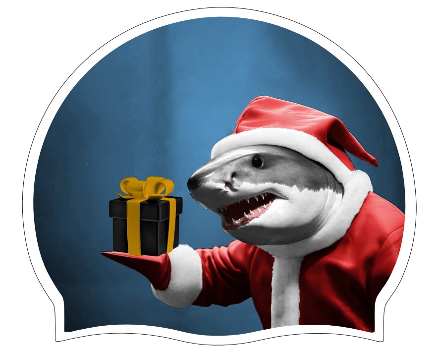 Bonnet de bain Noël (blanc) - Requin (Ref 16)