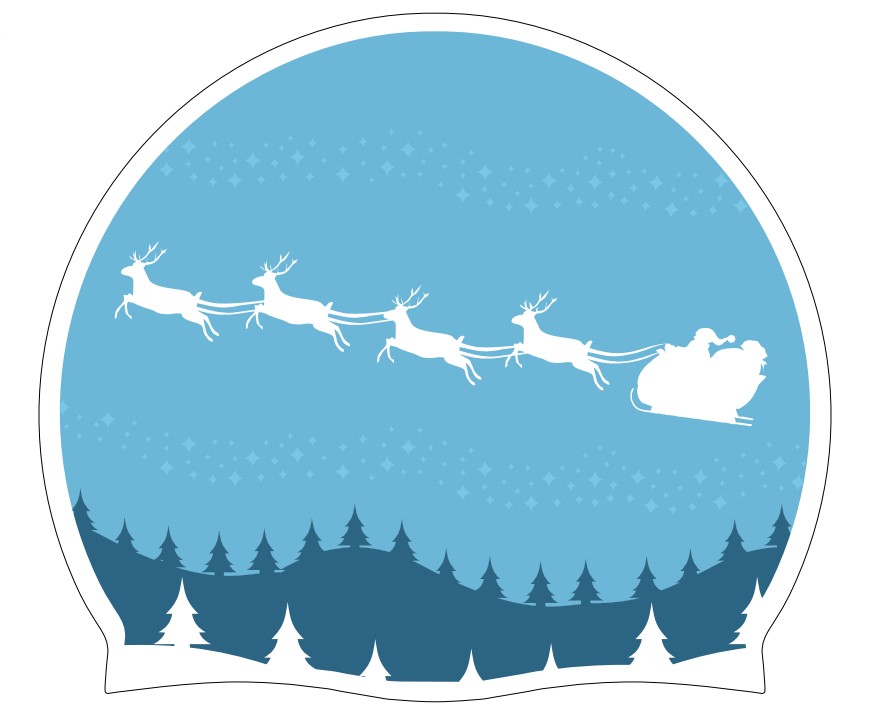 Kerstbadmuts (wit) - Kerstslee met rendieren (Ref 19)