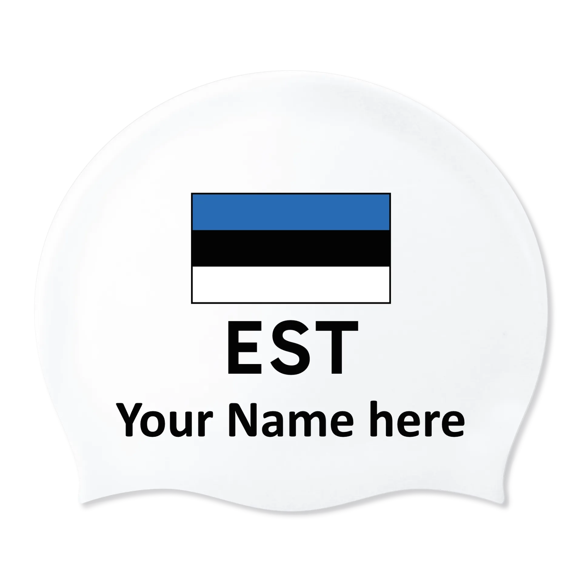 Silicon Swim Cap with individual Name and Flag Estonia - 2 pieces
