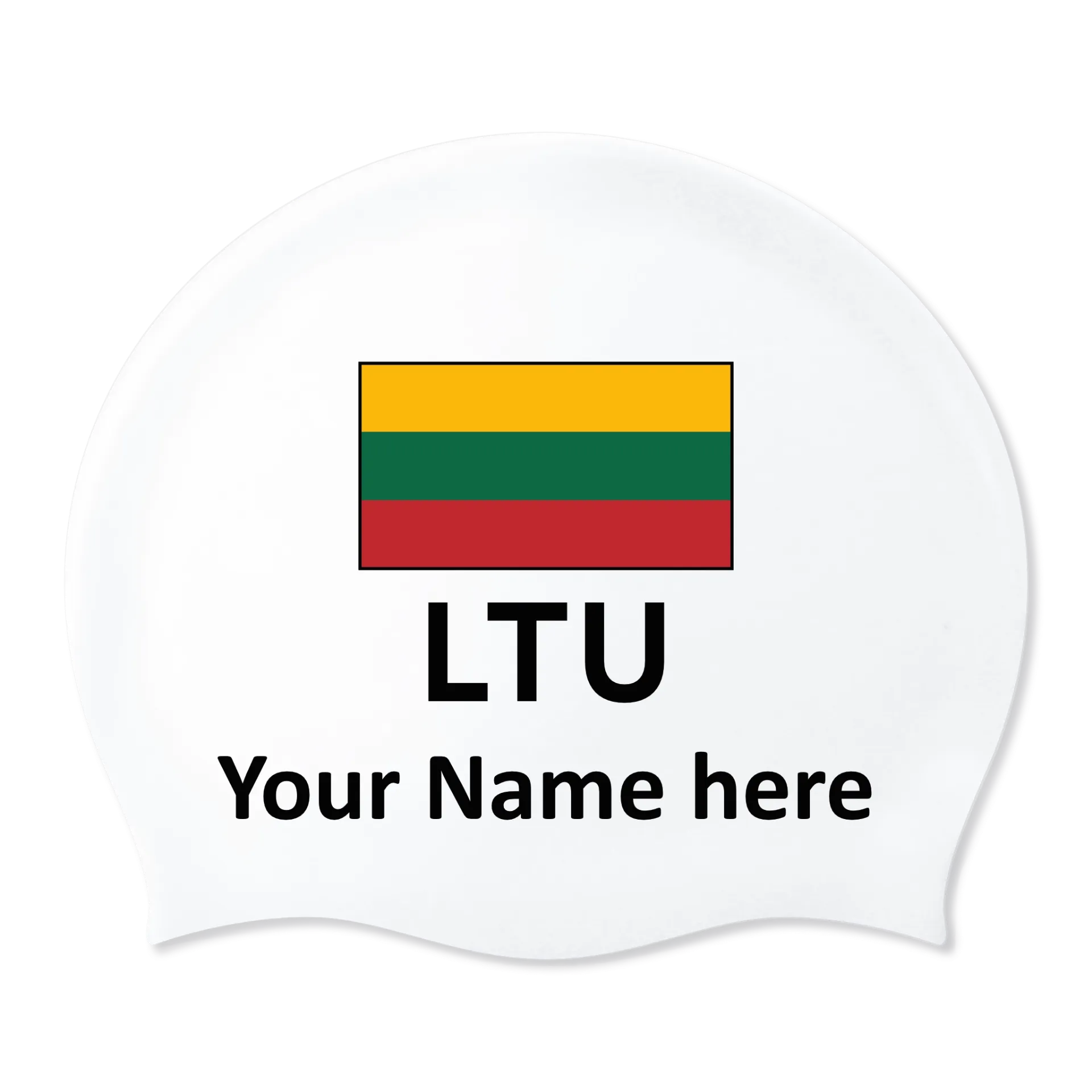 Silicon Swim Cap with individual Name and Flag Litauen- 2 pieces