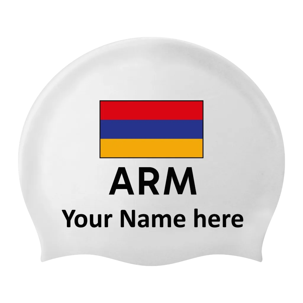 Silicon Swim Cap with individual Name and Flag Armenien - 2 pieces
