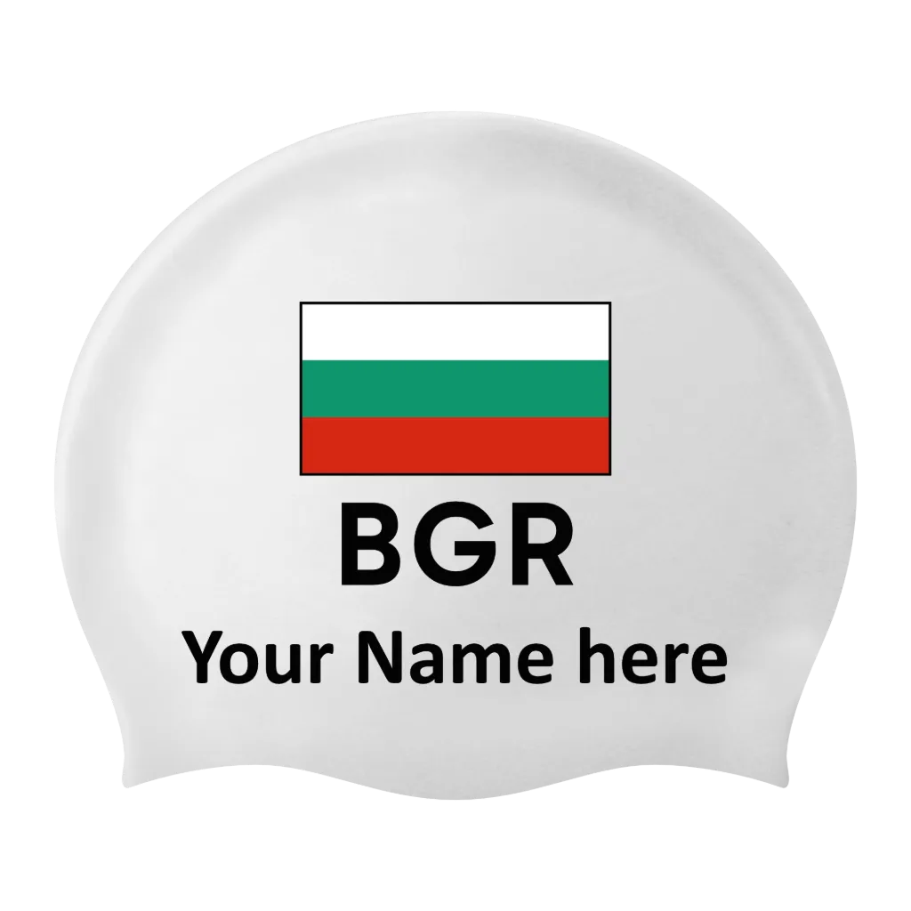 Silicon Swim Cap with individual Name and Flag Bulgarien - 2 pieces