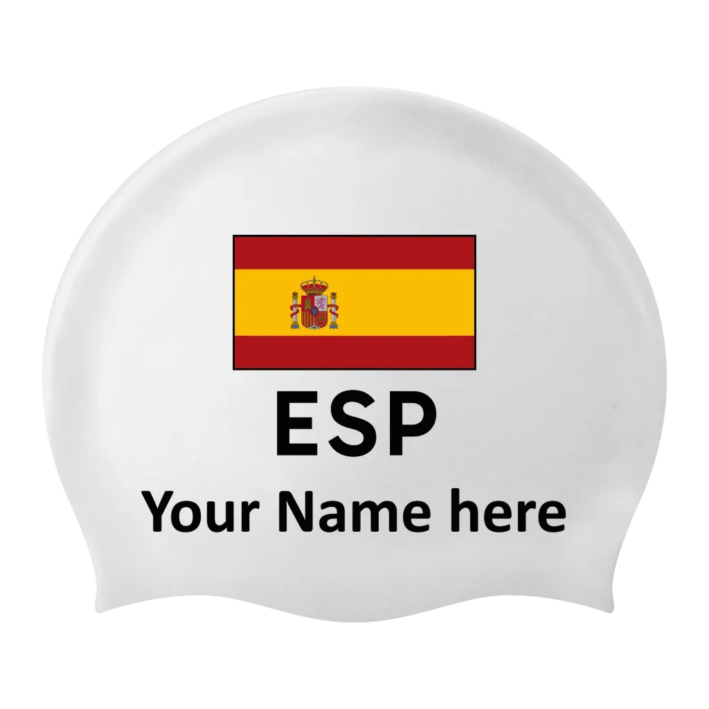 Silicon Swim Cap with individual Name and Flag Spanien - 2 pieces