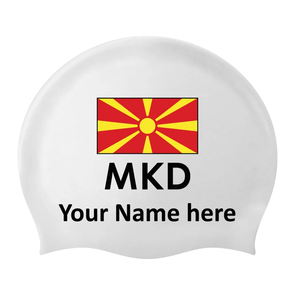 Silicon Swim Cap with individual Name and Flag North Macedonia - 2 pieces