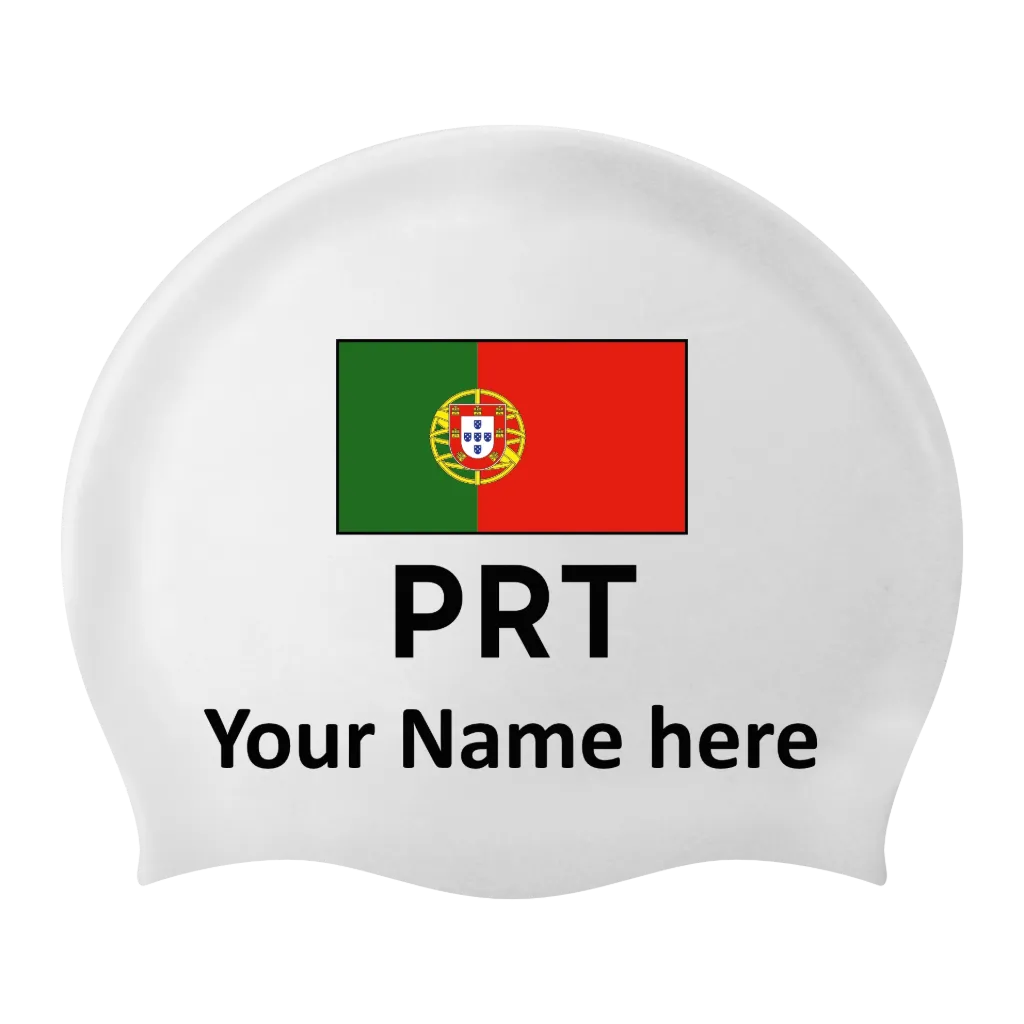 Silicon Swim Cap with individual Name and Flag Portugal - 2 pieces