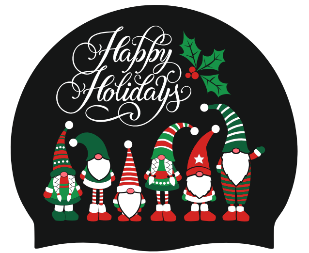 Swim Cap Christmas Design - "Happy Holidays"