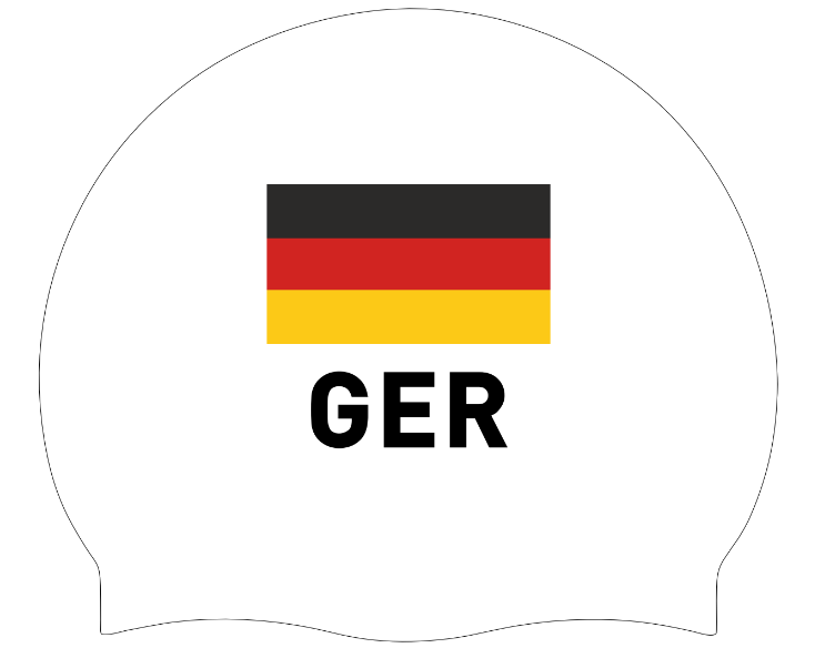 Bonnet de bain Silicone blanc avec drapeau allemand
