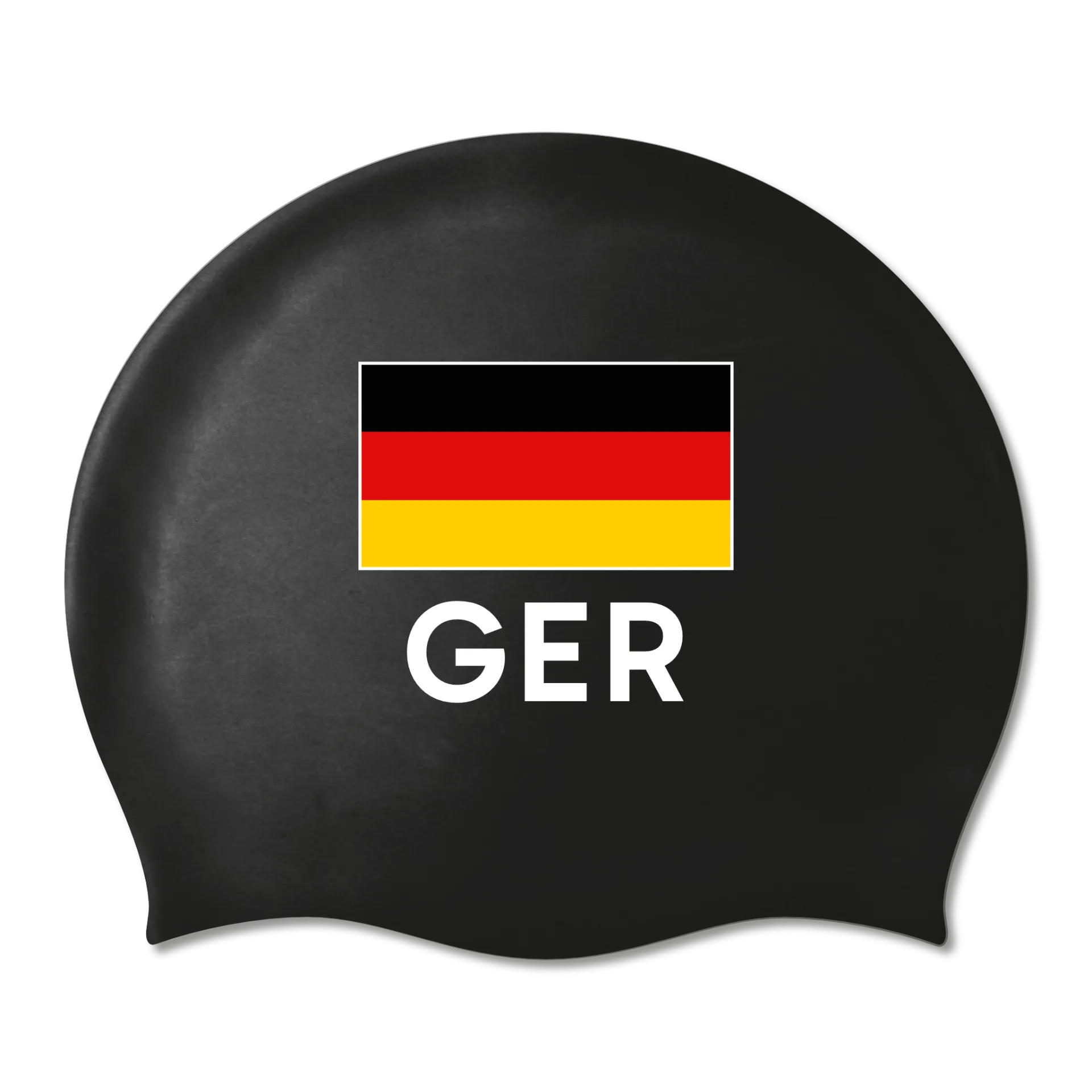 Schwarze Badekappe aus Silikon mit Deutschlandflagge
