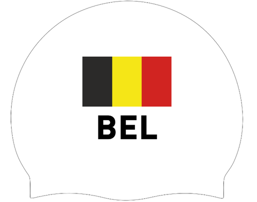 Silicone Badmuts Wit met Belgische Vlag