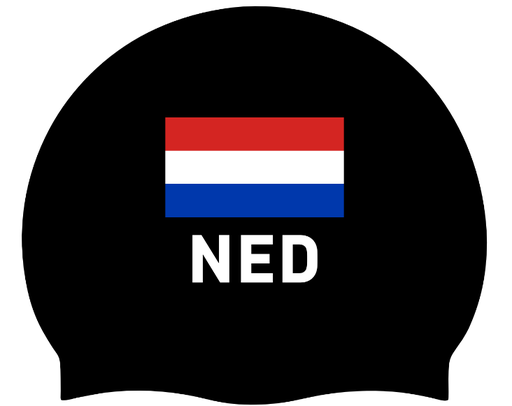 Silicone Badmuts Zwart met Nederlandse Vlag