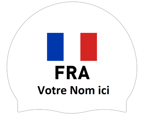 Silicone Badmuts Wit met individuele naam en Vlag Frankrijk