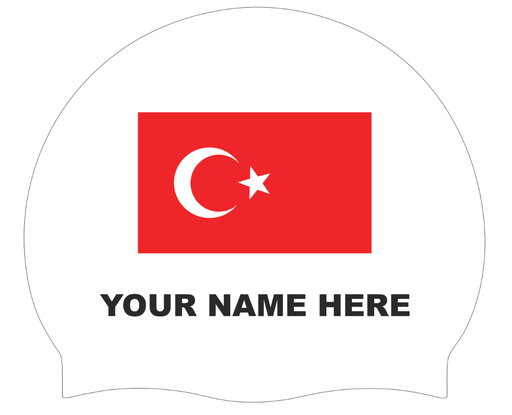 Silicone Badmuts Wit met individuele naam en Vlag Turkijke