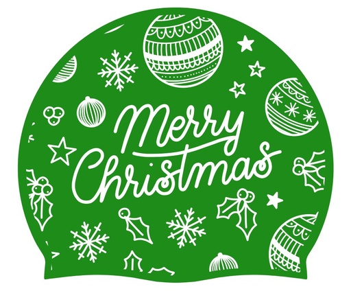 Bonnet de bain Noël (vert) - "Merry Christmas!" (Ref 2)